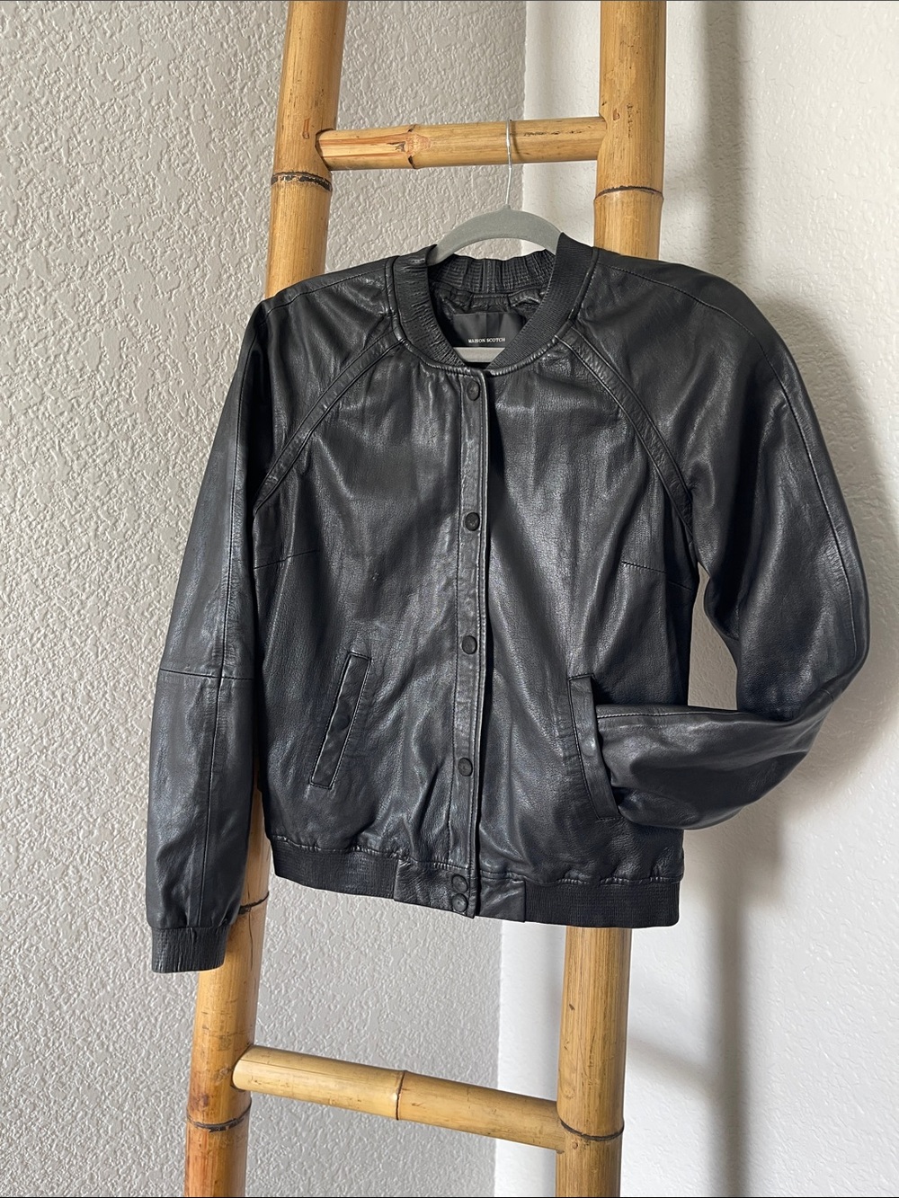Scotch & Soda Maison Scotch Leather Bomber Jacket - Picture 2 of 11